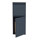 Wiltec Paketkasten grau 410 x 385 x 720 mm, Paketbox Zuhause, Private Paketannahme passend für Pakete und Päckchen, Standbriefkasten Stahl