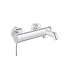 GROHE Essence, Badewannenarmatur (Duscharmatur für die Badewanne, Mischbatterie mit automatischer Umstellung Wanne/Brause, mit integriertem Rücklaufventil, S-Anschlüsse), chrom, 33624001