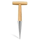 Milifox Pikierstab - Pflanzholz für Blumenzwiebeln - Blumenzwiebeln,Setzholz aus Edelstahl und Leichtes Holz,Ideales Zwiebelpflanzer Zum Anpflanzen