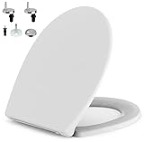 Surfou WC Sitz Mit Absenkautomatik, Toilettendeckel Weiß Oval Toilettenbrille Klodeckel Klo Deckel, Toilettensitz Absenkbarer Klobrille Toilet Seat Toilettenbrillen Toiletten Klositz Absenkbarer