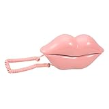 Cabilock Telefon Mit Roten Lippen Prop-Telefon Prop Telefon Haustelefon Kreatives Telefon Desktop-dekor Telefon Schnurgebunden Retro-Telefon Schnurgebundenes Telefon Rosa Kunstharz