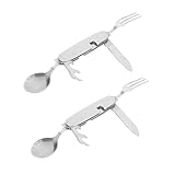 BESPORTBLE 2St messer petty messer picnic set campingmesser campingutensilien Edelstahlbesteck Geschirr aus Edelstahl Gabeln aus Edelstahl Rostfreier Stahl Silver