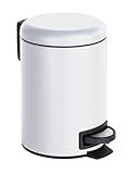 WENKO Treteimer Mod. Leman 3 Liter herausnehmbarer Einsatz aus hochwertigem lackiertem Stahl modernes Design 17 x 25 x 22,5 cm Farbe Weiß matt