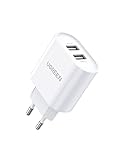 UGREEN USB Ladegerät 17W USB Netzteil 2-Port 3.4A Ladestecker mit intelligenter Technologie kompatibel mit iPhone 16/16 Pro Max15//14/13/12/11/X/8/7, iPad, Galaxy S10 S9 A51, Kamera,Tablets usw