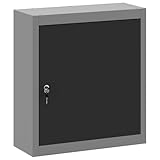 vidaXL Wandmontierter Werkzeugschrank Mit Viel Stauraum Grau Und Schwarz Modernes Design Robustes Schloss-System Ideal Für Werkstätten Bastelräume Werkstattorganisation Metall-Organizer Regale