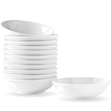 UIBFCWN 12 x Dipschälchen Porzellan 35ml, Weiß Saucenschälchen, Rund Sojasauce Schälchen, Mini Servierschalen für Saucen Sushi Ketchup Essig, Fingerfood Gewürzschalen, Ø 7,6 cm