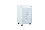 Inter Link – Rollcontainer mit Schubladen -Bürocontainer Standcontainer - Rollschrank Schubladenkommode Büroschrank 4 Weiß - Pronti