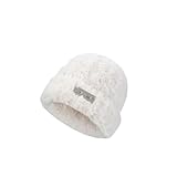 ZyMen Thermo-Mütze, Strickmütze, einfarbig, niedlich, warm, für Damen und Herren, Weiß, weiß, A