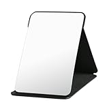Cleminsta Tragbarer Klappspiegel, 16 * 11cm Tischspiegel, Reisespiegel aus PU-Leder,HD Kompakt Makeup Mirror, Make-up-Spiegel für Kommode und Reisen, Schreibtisch (Schwarz)