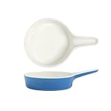 Küche Keramik-Auflaufform mit einem Griff, Dessertteller for den Haushalt, Snackteller im europäischen Stil, Ofen gebackener Reisteller, mikrowellengeeignet Dekor(Blue)
