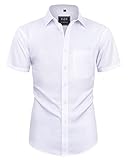 siliteelon Herren Kurzarm Hemden weiß Casual Regular Fit Bügelfrei Business Hemd Faltenfrei Formales Hemd mit Tasche.Groß