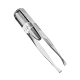 Pinzette mit Licht, Edelstahl-Präzisionswerkzeug für mühelose Haarentfernung, helle LED-Beleuchtung, rutschfester Griff, kosmetisches Zubehör für Gesichtspflege, eingewachsene Haarpflege, kompaktes