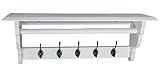 Terra Home Wandgarderobe 70x26x18 cm, Garderobenleiste Hakenleiste, mit 5 Haken Wandgarderobe, Garderobe mit Ablage und Stange