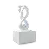 Zen'Light - Moderner Zimmerbrunnen Amor Weiß mit Farbigem LED-Licht - Zeitgenössische Innendekoration, Ideal für Meditation und Entspannung - Geschlossener Kreislauf mit Rotierender Kugel - 31x14x14cm