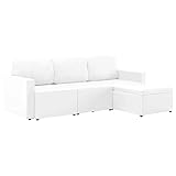 Gecheer Modulares 3-Sitzer-Schlafsofa Sofa Sofabett Schlafcouch Bettsofa Gästebett Polstersofa Ledersofa Couch Lounge Schlafcouch Schlafzimmersofa Wohnzimmersofa Weiß Kunstleder