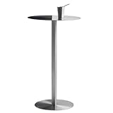 SAJMN Runder Esstisch, Theken-Bistro-Kneipentische aus Edelstahl mit Fester Tischplatte und stabilem Fuß, moderner Säulentisch für die Frühstücksbar in der Küche (60 x 95 cm)