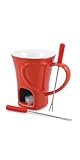 Swissmar F12066 Sweetheart Schokoladen Fondue Becher Set 4-teiliges, Gusseisen/Edelstahl, Rot, Schokofondue Teelicht Beheizt, mit 2 Fondue Gabeln, Spülmaschinenfest, Geschenkset