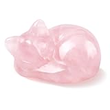 hurifeng Rosa Kristall-Katze Statue Dekoration - Skulptur für Wohnzimmer - Deko Figur Schlafende Katze - Geschenk für Katzenliebhaber