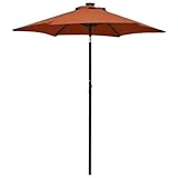LLEZKBR Gartenschirm mit LED-Leuchten Terrakotta 200x211cm Aluminium