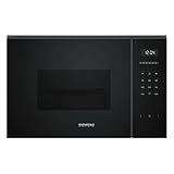 Siemens BE555LMB1 iQ500, Einbau-Mikrowelle mit Grillfunktion, 59 x 38 cm, 900 W, 25 L Garraum Edelstahl, touchControl Bedienung, Hydrolytische Reinigungshilfe, cookControl 8 Automatikrogramme, Schwarz