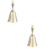 SHOWERORO 2 STK Empfangsglocke rezeptionsklingel rezeptionsglocke Serviceglocke golduhr Hand Schulglocke Restaurant-Service-Glocke Vintage Serviceklingel Restaurantklingel aus Metall Golden
