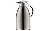 alfi Isolierkanne Albergo TT, Edelstahl mattiert 1,5l, mit TopTherm Edelstahleinsatz,0767.000.150, Thermoskanne hält 12 Stunden heiß, ideal als Kaffeekanne oder Teekanne, Kanne für 10 Tassen