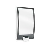 Steinel Außenleuchte L22S anthrazit, Wandleuchte, 180° Bewegungsmelder, 10 m Reichweite, Edelstahl-Blende, Kunststoff, bis 60 W/E 27, 28.6 x 8.5 x 16.2 cm