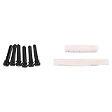 Asuinxurr 6 Saiten Akustikgitarren Bone Bridge Sattel und Mutter und 6 Ebenholz Gitarren Bridge Pins + Schwarz