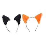 Homoyoyo 2 Stück Plüsch Katzenohren Haarreif Flauschig Weich Komfortabel Verstellbar für Damen Mädchen Cosplay Kostüm Party Halloween Weihnachtsfeier Bühnenauftritt