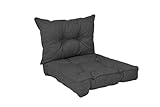 POKAR Loungekissen Stuhlkissen für Stuhl Rattanmöbel Gartenmöbel Kissen, 2er Set Sitzkissen 60x60x10 cm + Rückenlehne 60x40x10 cm, Anthrazit
