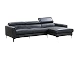 Vente-unique-Ecksofa Leder - Büffelleder - Ecke Rechts - Schwarz - Florence