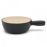 osoltus Fondue Käsefondue Gusseisen | Ersatztopf/Einzeltopf Emaille für 6 Personen Set dunkelgrau