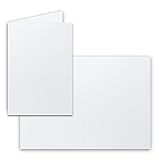 50 Faltkarten B6 - Weiß (Rein-Weiß) - Blanko Doppel-Karten - 12 x 17 cm - sehr formstabil - für Drucker geeignet - Serie: FarbenFroh