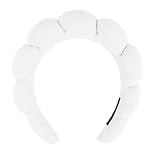 ELDTEC 1 x Spa-Stirnband für Damen, geschwollenes Make-up-Stirnband, rutschfest, breites Frottee-Schwamm-Stirnband für Hautpflege, Gesichtswäsche, Make-up-Entfernung, Dusche, Gesichtsmaske (weiß)