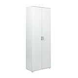 Inter Link – Mehrzweckschrank – Besenschrank – Putzschrank - Allzweckschrank – Haushaltsschrank – 2 Türen – 3 Böden – Breite:70cm - Tiefe:34cm - Höhe:190cm – Arconati HHS – Weiß