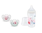 NUK Baby-Set: Perfect Match Flasche (260 ml) + Silikon-Schnuller (18–36 Monate) – BPA-frei, Anti-Colic, Temperature Control