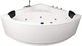 Whirlpool Badewanne Karibik Basic – Made in Germany | Runde Eckbadewanne mit 13 Massage-Düsen, LED Beleuchtung & Armaturen | Maße: [150 x 150 cm] | Spa-Badewanne für 2 Personen