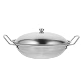 BESTonZON 1 Set Edelstahl-Wok-Pfanne Mit Griff Deckel Antihaft-Pfannenpfannen Suppentöpfe Küchenkochgeschirr Für Gasinduktion Oder Elektroherd 22 9 Cm