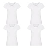 GIDUTEX Damen Tshirt von Fruit of The Loom 2er 3er 4er Pack S-2XL (DE/NL/SE/PL, Alphanumerisch, S, Regular, Regular, 4, White)