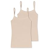 Schiesser Damen 2 Pack Spaghettitop Unterhemd - Modal Essentials Unterwäsche, Sand, 36 EU