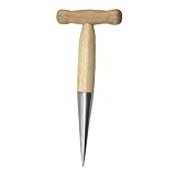 KONTONTY Edelstahl Dibbler Mit Holzgriff Praktisches Gartengerät Zum Pflanzen Von Blumenzwiebeln Und Setzlingen Handwerkzeug Für Gartenliebhaber Langlebig Und Robust