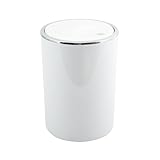 MSV Bad Serie Aspen Design Kosmetikeimer Bad Treteimer Schwingdeckeleimer Abfallbehälter mit Schwingdeckel 6 Liter (ØxH): ca. 18,5 x 26 cm weiß