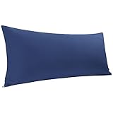 PiccoCasa Kissenbezug Baumwolle 300 Fadenzahl Lange Schläferkissen Bezug mit Reißverschluss Kissenhülle Stillkissenhülle Weich & Beleg einfarbig Marineblau 51x140cm