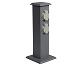 Garten Steckdosensäule aus Edelstahl, Outdoor, IP44, mit 4-Steckdosen, Edelstahl, Höhe 40 cm, (Anthrazit, Höhe 40 cm)