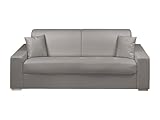 Vente-unique Schlafsofa 4-Sitzer - Liegefläche mit Lattenrost mit Breiten Latten: 160 cm - Matratze: 18 cm - Kunstleder - Grau - EMIR