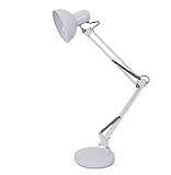 SSNCcNC Weiß, Retro Schreibtischlampe Amerikanischen Arbeitslampe Gelenkarm Verstellbare 360° Tischleuchte Tischlampe Büro Leselampe Metall E27 Fassung Arbeitsplatzleuchte