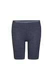 con-ta Thermo Radlerhose, Bequeme Winter Unterhose mit langem Bein aus natürlicher Baumwolle und Polyester, warme und weiche Thermounterwäsche, Damenbekleidung in Farbe Marine Geringelt, Größe 42