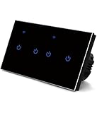 Tuya Smart WiFi-Schalter, Home-Touch-Schalter, Gehärtetes Glaspanel, Kompatibel mit Heim-, Sprach-, Tuya- und Smart Life App-Fernbedienung, Schwarz, 1 Stück (4 Gang-Black)