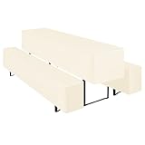 Teruntrue 3er-Sets Biertischhussen Bierbank-Auflage,Creme Biertisch und Bankgarnitur Husse für 50x220cm Tischbreite für Festzeltgarnituren Bierbank Hussen(Creme)