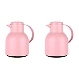 Emsa Samba Isolierkanne F40103 | 1 Liter | Kunststoff, Quick Press Verschluss | 100% dicht | 12h heiß, 24h kalt | Puderrosa (Packung mit 2)